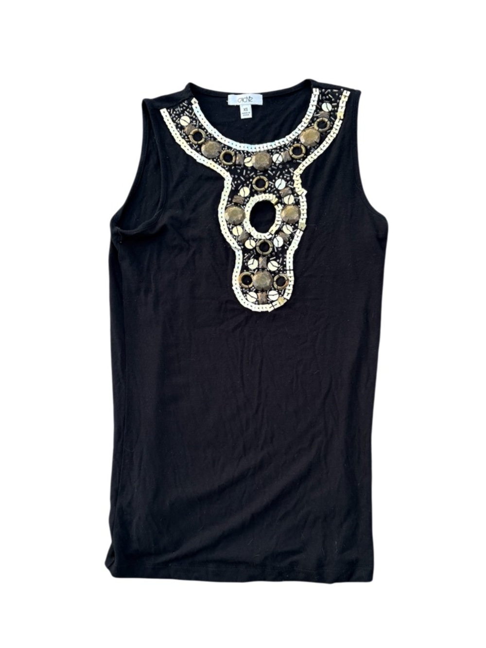 Cache Y2K Black Embellished Sleeveless Tank XS